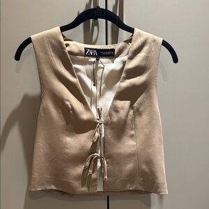 🚨NWOT 🚨NEVER WORN 🔥Zara Women's Beige Tie-Front Blouse